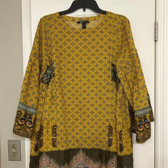 NL Pret Pima CottonYellow Gold  Digital Printed Stitched Lawn Tunic/Dress 10 - Picture 4 of 15
